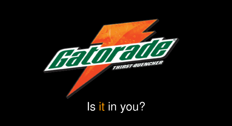 Gatorade logo with the slogan below against a black background