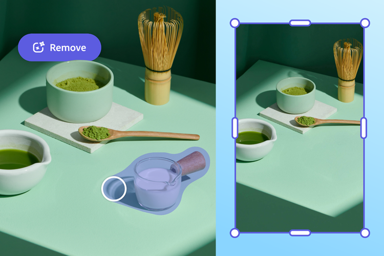 insert or remove objects as in this matcha tea ceremony using AI in Adobe Express