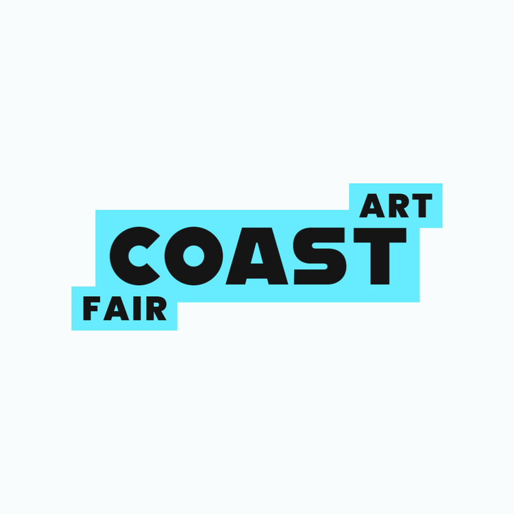 Art Coast Fair logo written in the font Alfarn with a light blue highlight against a white background