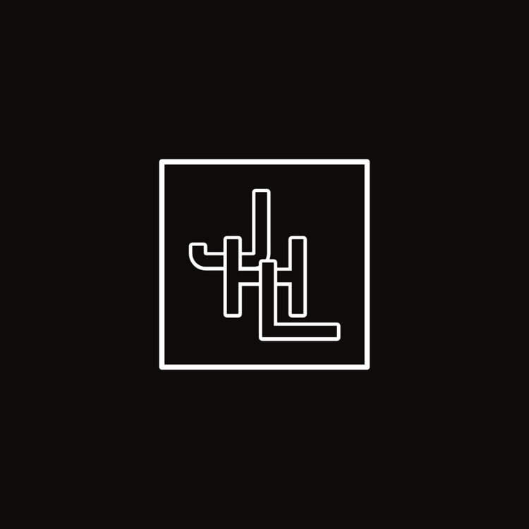 JHL monogram logo written in the font Orbitron in white against a black background
