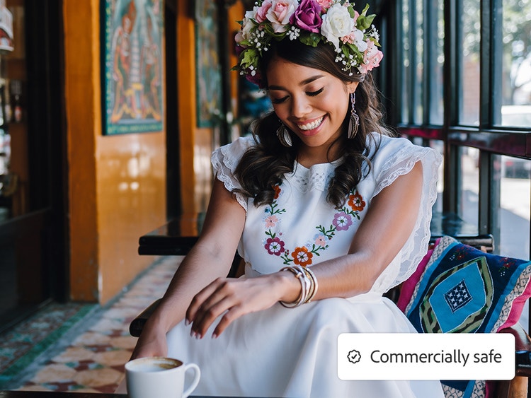 Uma fotografia restaurada, destacando que o resultado é seguro para uso comercial.