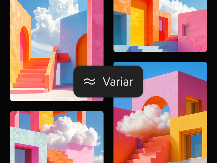 Moodboard arquitetônico com escadas e arcos vibrantes em tons quentes e frios, ideal para planejamento de design.