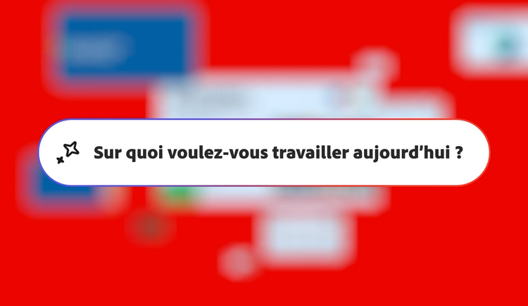 https://images-tv.adobe.com/mpcv3/9181/227e2b94-7605-4d57-a892-10b2518f47a2_1772187757.1920x1080at3000_h264.mp4#_autoplay1 | Image Acrobat PDF Spaces montrant un espace de travail avec des documents, des graphiques et le message « Sur quoi voulez-vous travailler aujourd’hui ? »