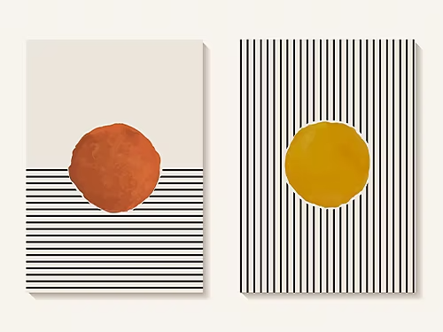 Image d'art abstrait comportant des lignes décoratives ajoutées sur la toile