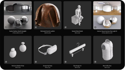 Accès à des ressources 3D préconfigurées