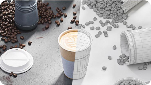 Collision au rendu photoréaliste d'objets