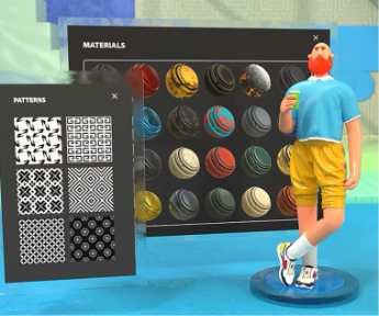 Silhouette générée par l'IA avec menu contextuel pour le choix des matériaux