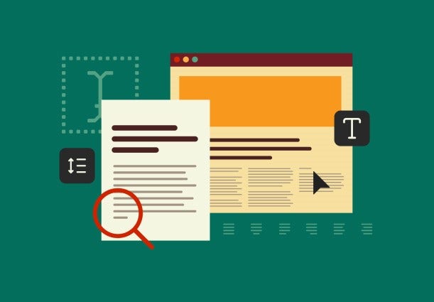 Widowed text shown on a screen