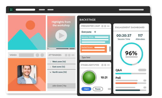 Backstage for virtual rooms