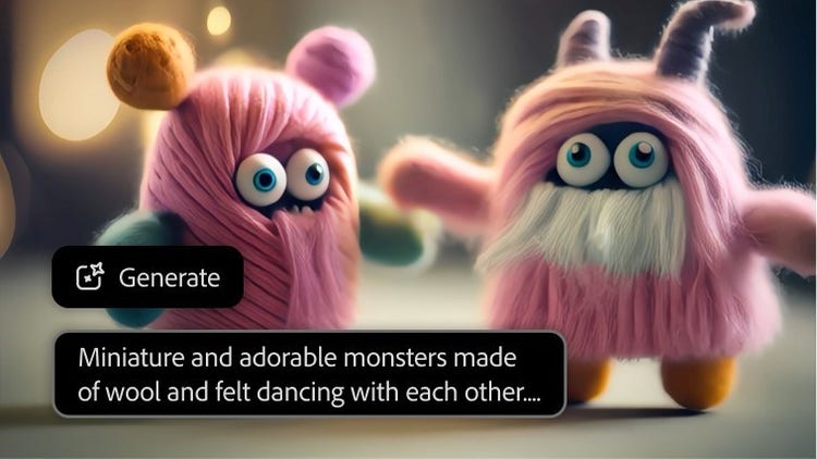 https://blog.adobe.com/en/publish/2024/09/11/bringing-gen-ai-to-video-adobe-firefly-video-model-coming-soon | AI generated image of two little pink monsters created with Generate Video preview
