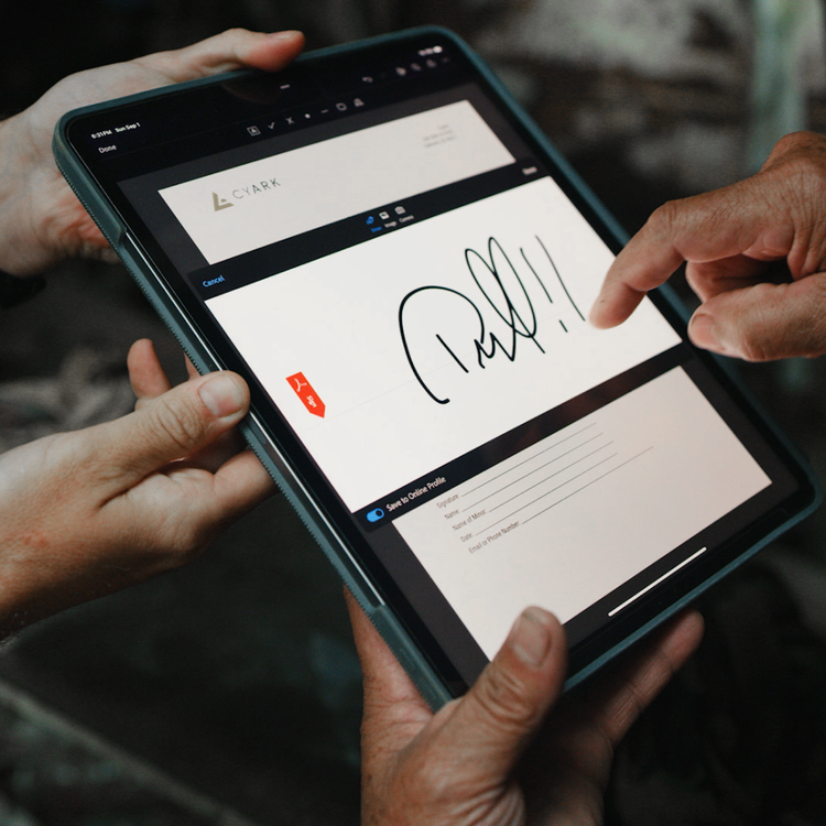 E-signature on a tablet device