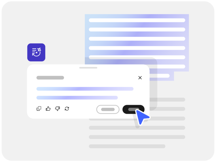 Ein KI-Chatfenster, das zeigt, wie du mit KI für PDF mit deinem PDF-Dokument interagieren kannst.
