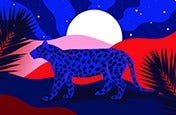Illustration vectorielle d’un guépard une nuit de pleine lune