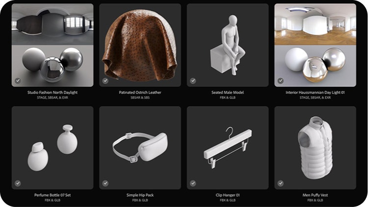 Accès à des ressources 3D préconfigurées