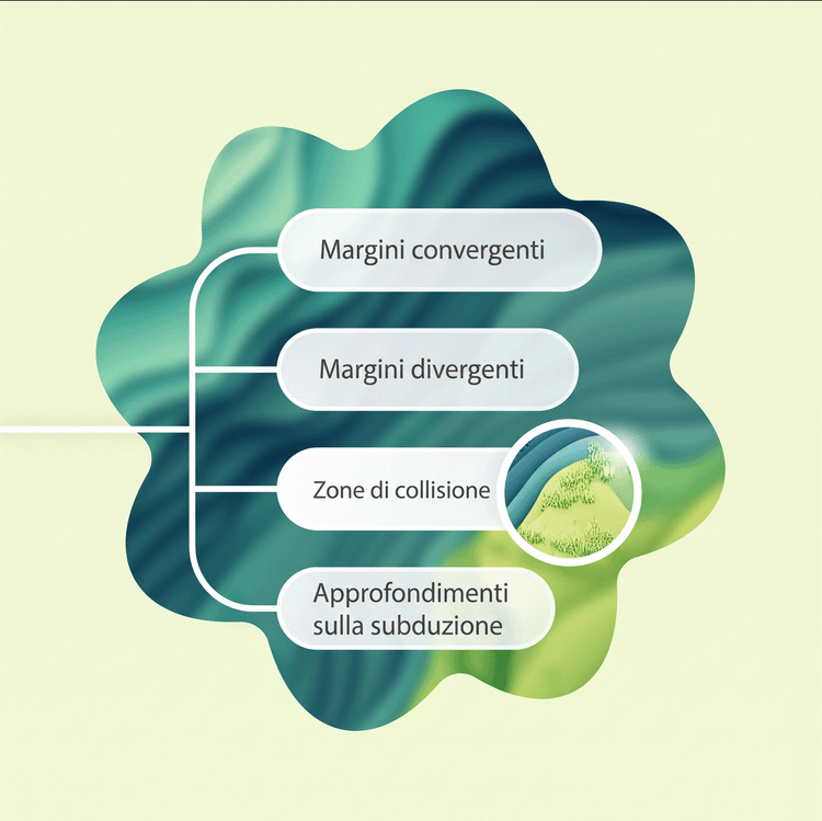 Una mappa mentale parziale con quattro rami su uno sfondo verde, con un ramo messo in evidenza.