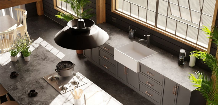 3d architectural model of kitchen