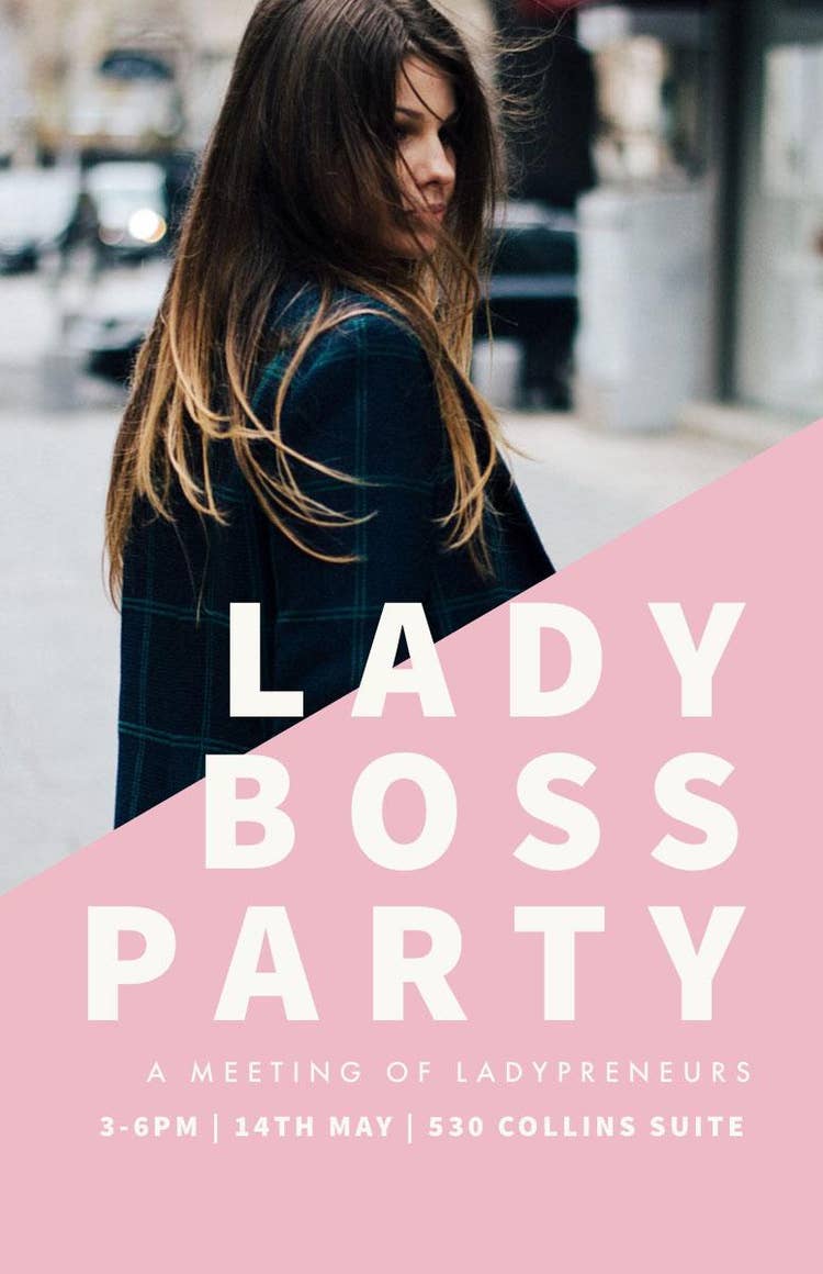 Pink and White Lady Boss Party Flyer