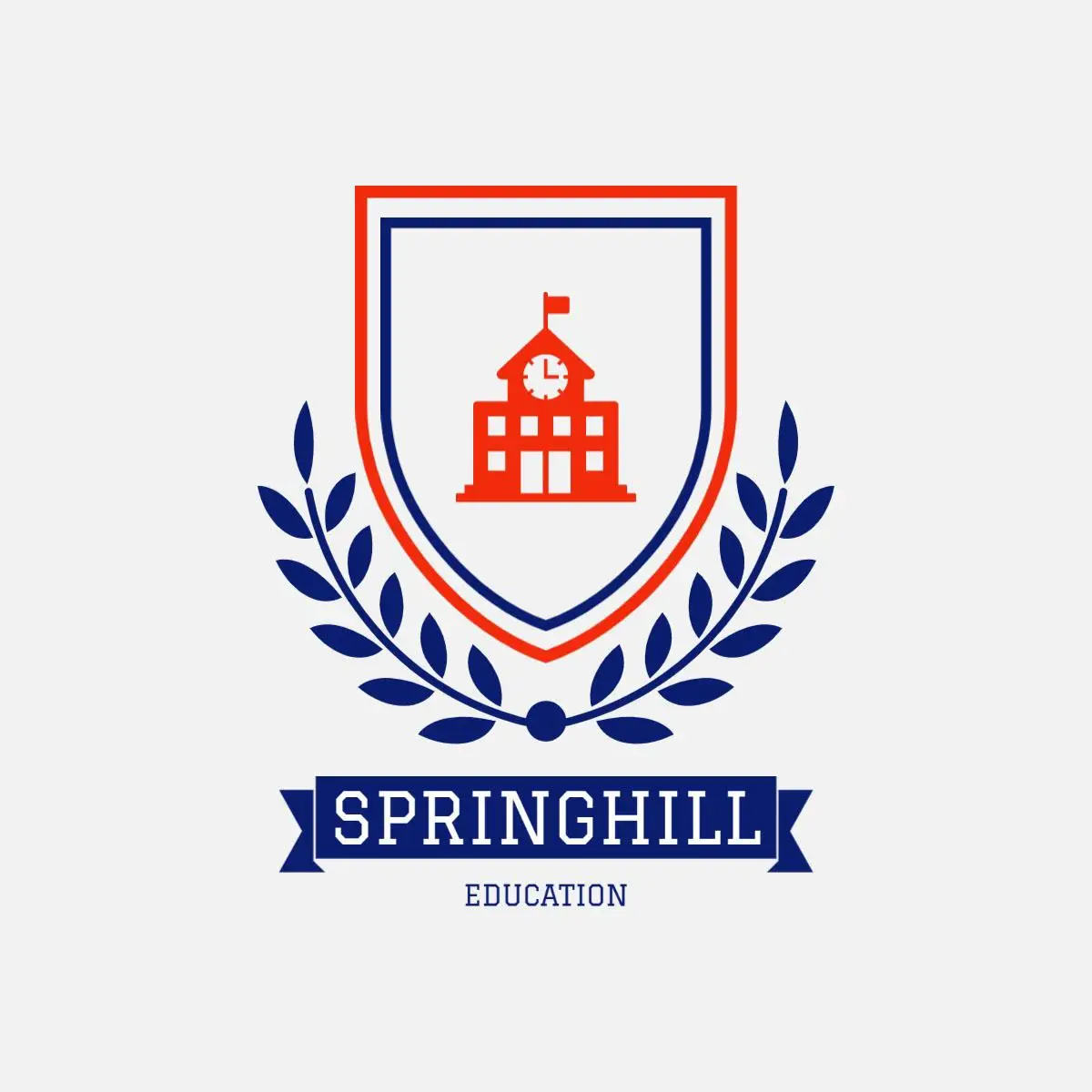 Grey Red Blue School Crest Logo 