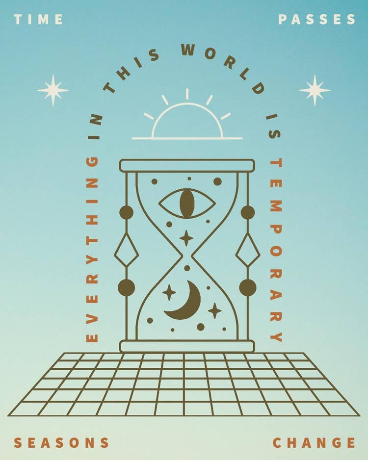 Blue and Green Psychedelic Hourglass Illustrated Quote