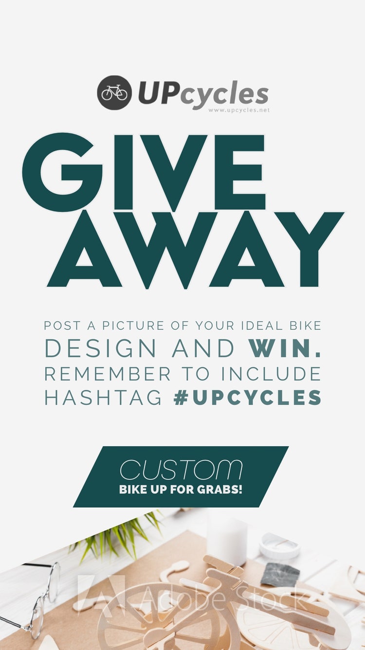 White and Green Design Contest with Bicycle Giveaway Instagram Story