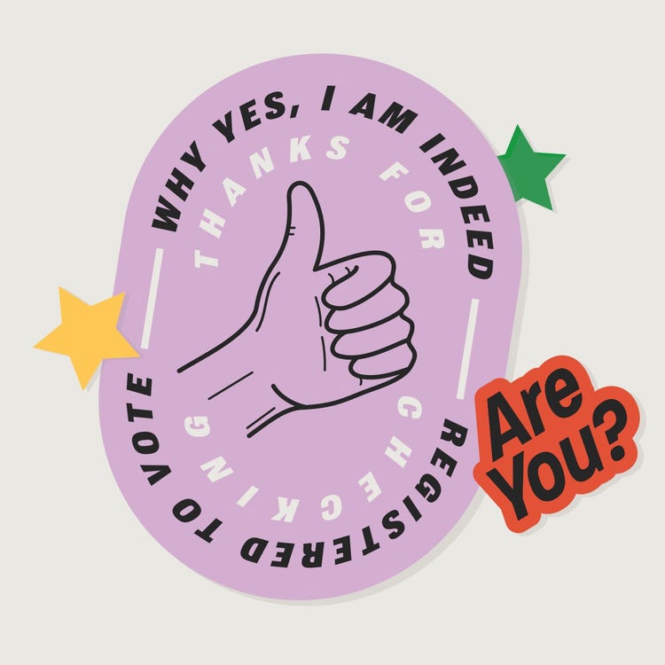 Colorful Fun Thumbs Up Illustration Voter Registration Sticker
