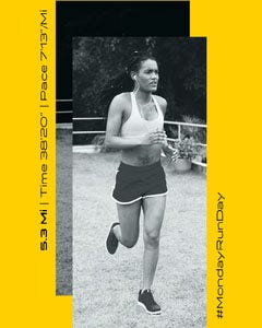 Yellow Background and Black and White Running Woman Photo Sport Instagram Portrait