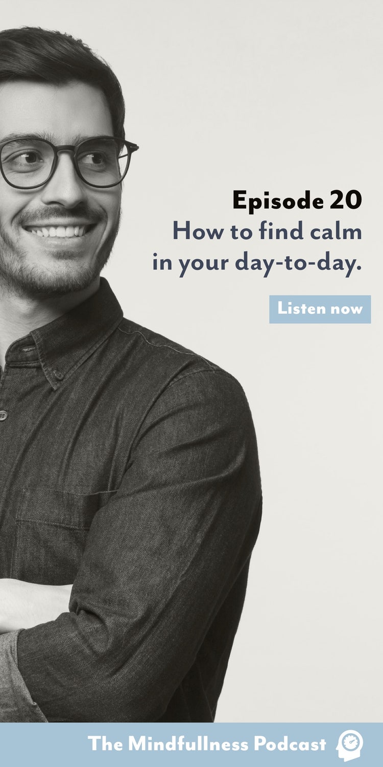 blue white mindfulness podcast finding calm web banner