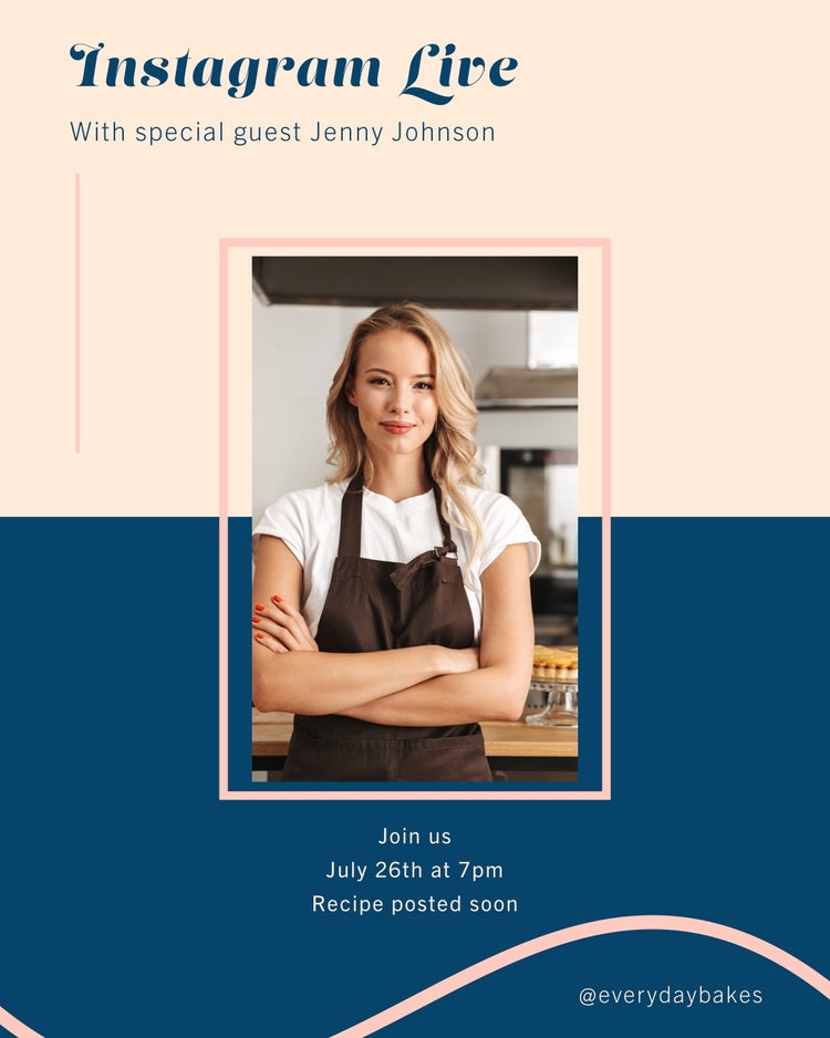 pink navy everyday baking live cook along instagram portrait