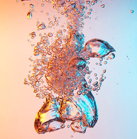 Macrophotographie de bulles d'air dans l'eau