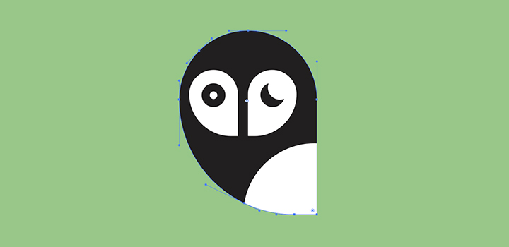 Vector graphic design of a winking penguin.