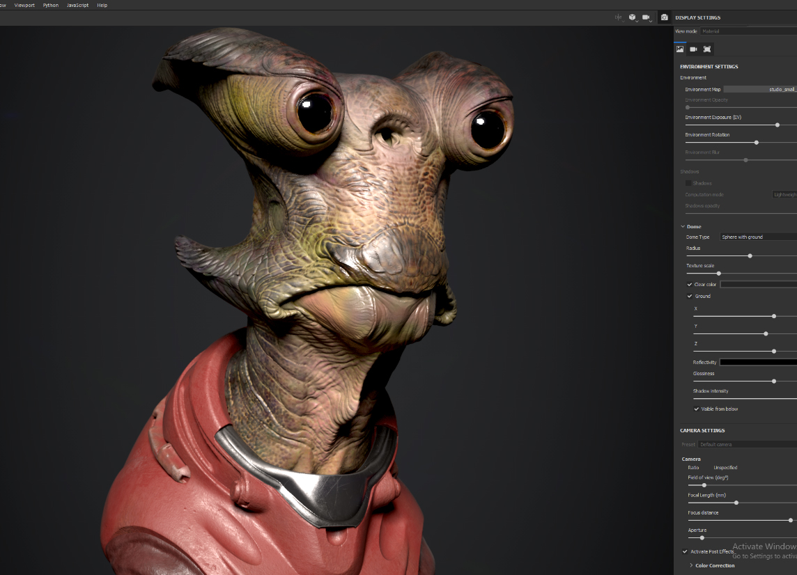 ui of substance as the user works with a 3d model created in