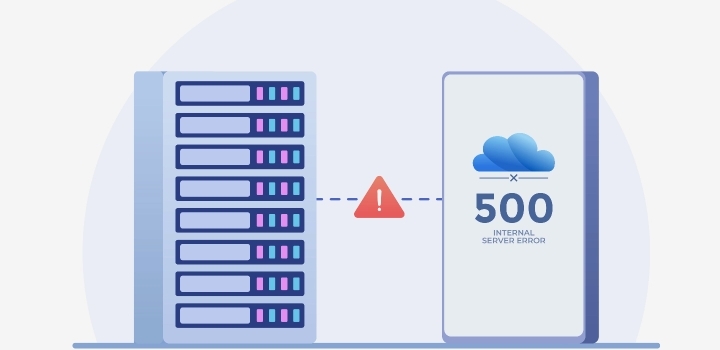 Illustration: Darstellung eines Servers der keine Verbindung mit einer Website hat.