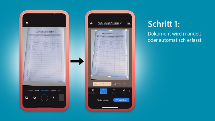 Aufnahme eines Scans mit dem iPhone
