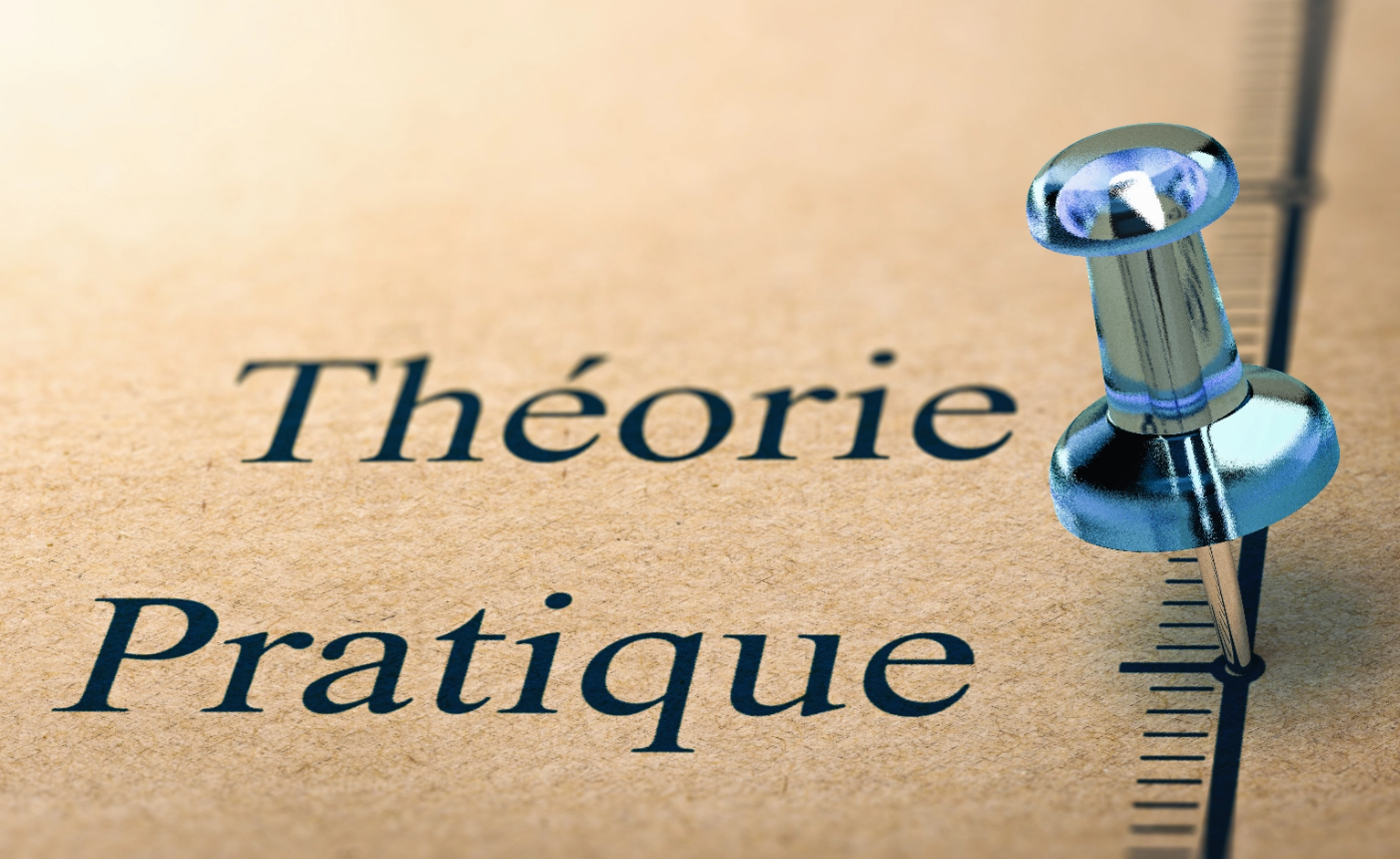  Une punaise placée devant le mot "pratique"