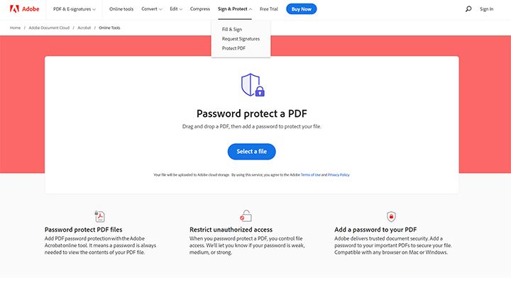 Application Adobe Acrobat pour protéger un PDF