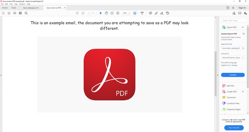 Enregistrer des emails Outlook au format PDF Adobe Acrobat