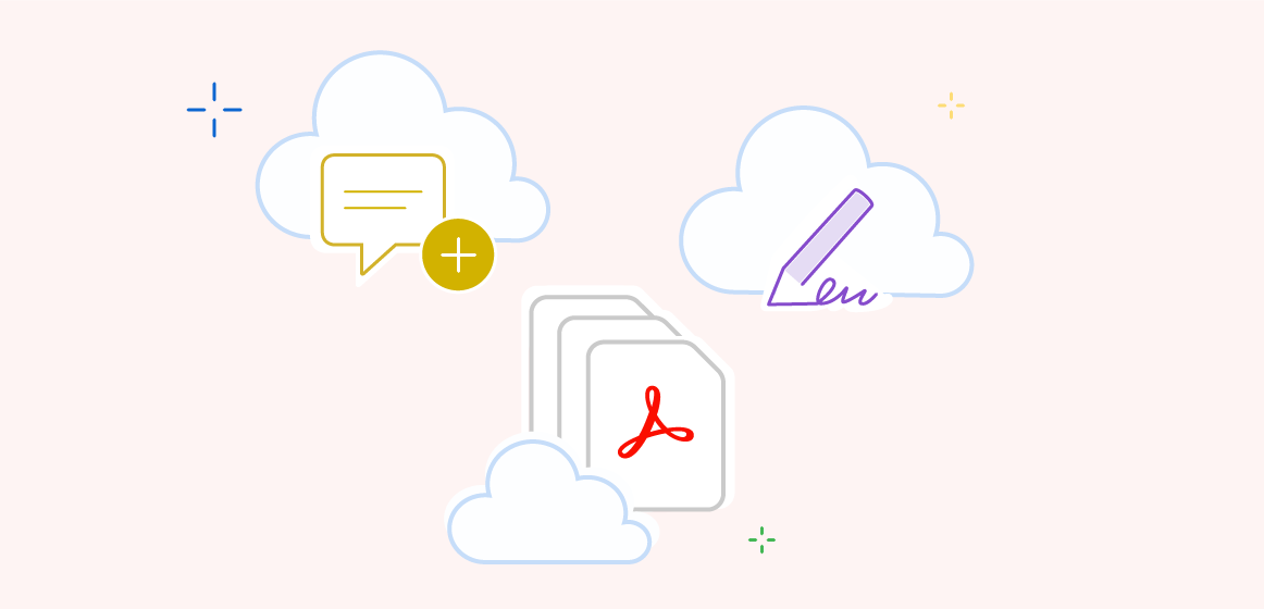 Illustration zeigt, wie du mit den Onlinetools von Adobe Acrobat mit PDFs arbeiten kannst.