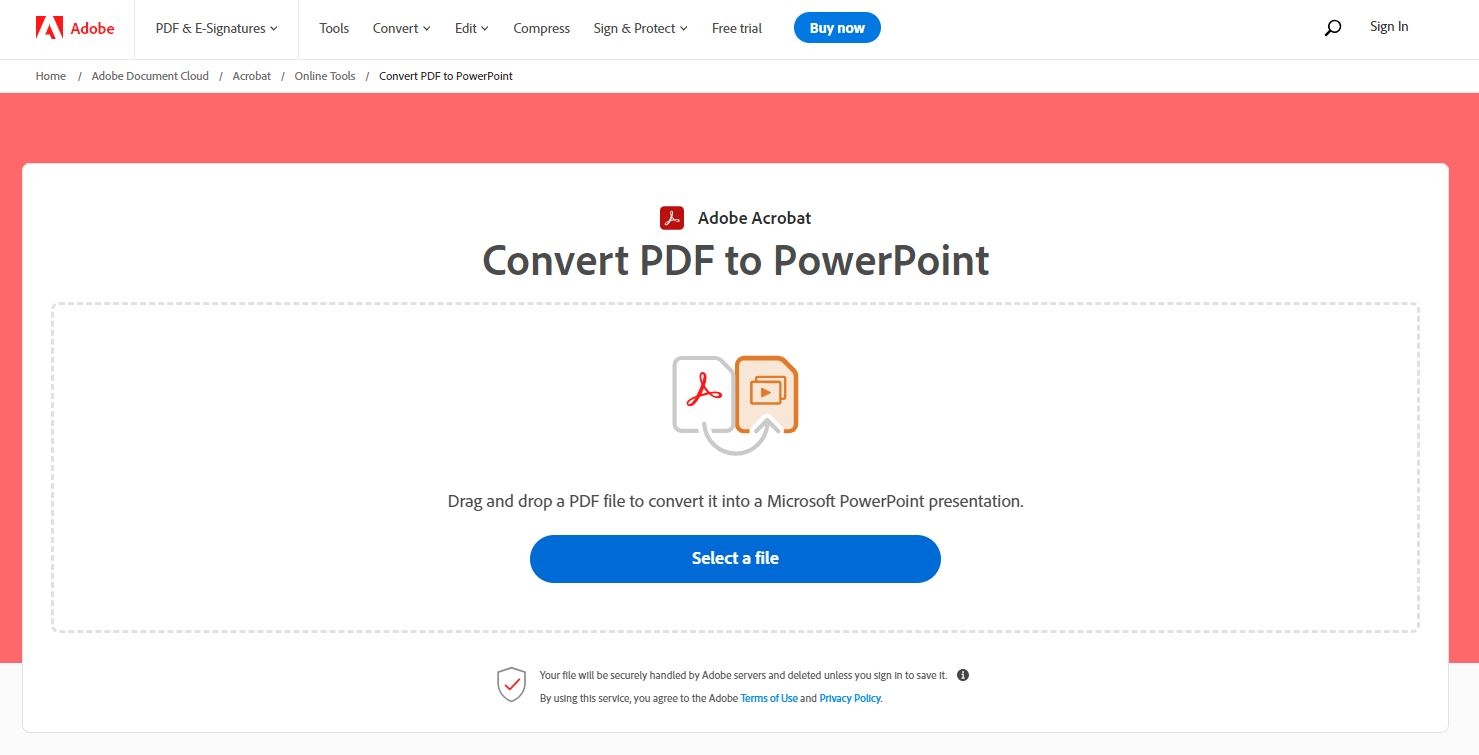 Image of Adobe PDF-to-PPT online converter
