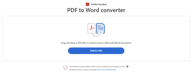 Picture of Adobe’s PDF-to-Word Acrobat tool