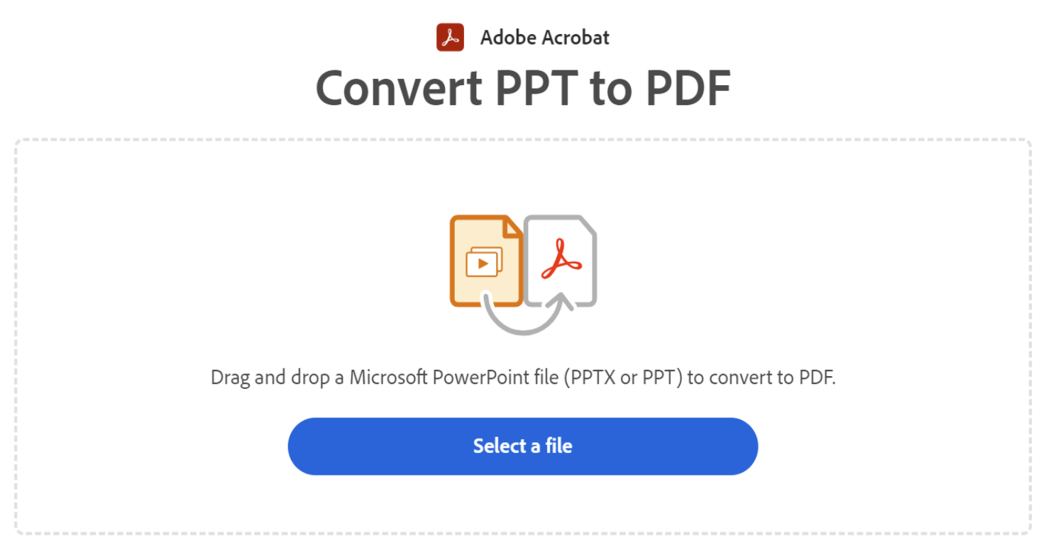 Image of Adobe online PPT-to-PDF converter tool