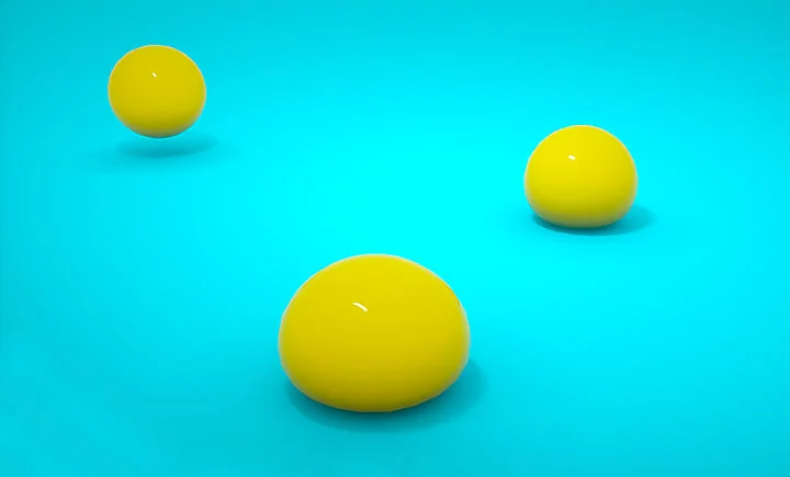 Three yellow balls bouncing on the floor.