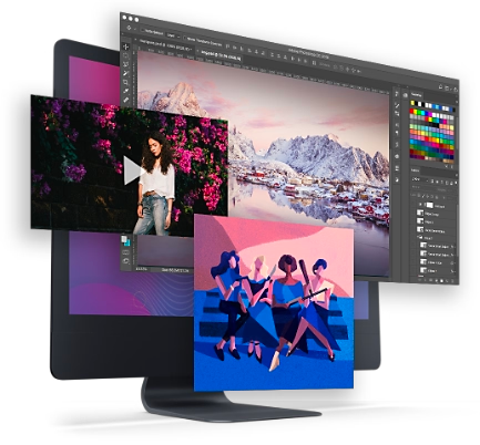 Monitor displaying Adobe Photoshop