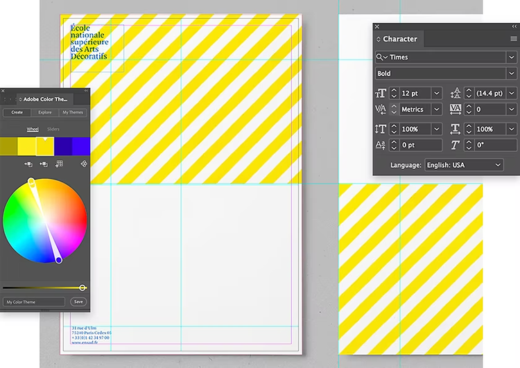 Mockup of a business letterhead in Adobe InDesign
