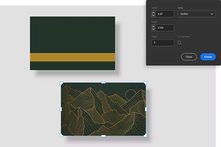 Adjusting the size of a custom coffee shop card design in Adobe Illustrator