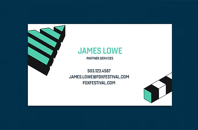 The front design of a business card