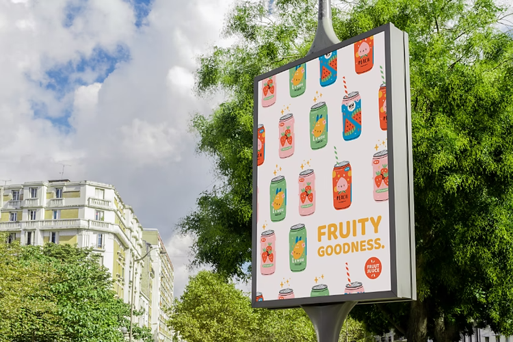 A fruit juice ad on a billboard