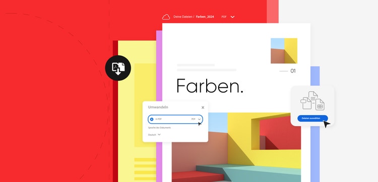 Laptop-Bildschirm zeigt Logo einer PDF-Datei an