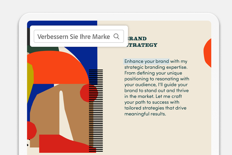 Bild eines Dokuments mit Suchleiste, das die optische Zeichenerkennung demonstriert