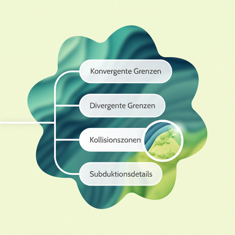 Eine unvollständige Mindmap mit vier Verzweigungen auf grünem Hintergrund, bei der eine Verzweigung durch einen Spotlight-Hinweis hervorgehoben wird.
