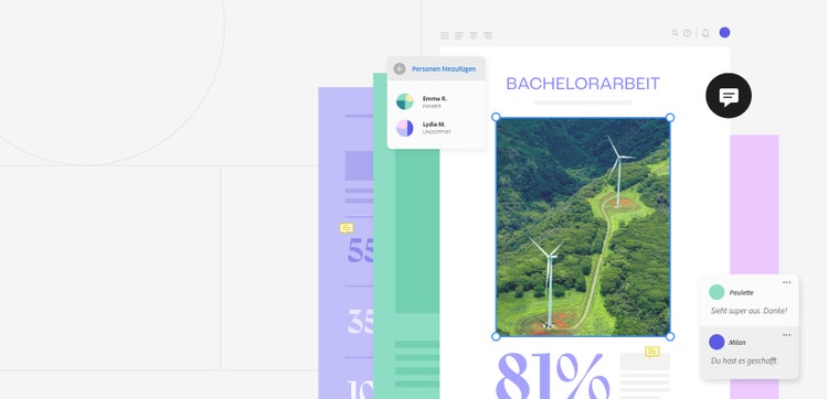 Illustration einer Bachelorarbeit mit den Adobe Acrobat Onlinetools